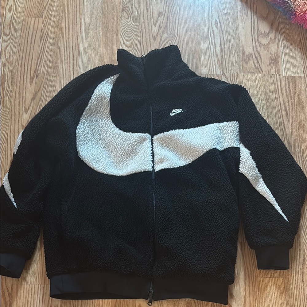 Nike Black and warm White Fleece Jacket